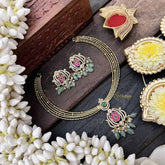 Vriksham Traditional Gold-Plated With AD Stone Pendant Hasli Choker-Green Bead-G20525
